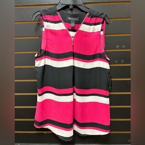 NWT INC International Concepts Pink Black Colorblock Sleeveless Blouse Size 8